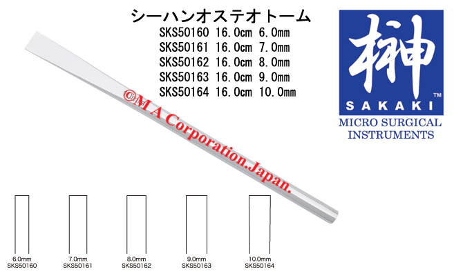 SKS50160 Oteotome str 6mm, w/graduation 16.0cm