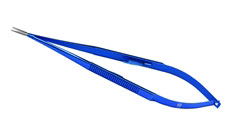 Micro needle holder, Flat handle, Tungsten carbide coated tips, Straight, With lock, 0.7mm tips,18.5cm