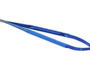 Jacobson Needle holder, Round handle, Tungsten carbide coated tips, Curved, For large Needle, Multilock, 17.5x1.5mm Jaw , 20.5cm