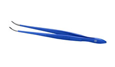 Graefe Forceps, 0.5mm delicate tips, 1x2teeth, Tungsten carbide coated tips, Curved, 10cm