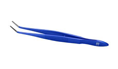 Graefe Forceps, 0.5mm delicate serrated tips, Tungsten carbide coated tips, Angled, 10cm