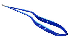 Yasargil Micro scissors, Bayonet flat handle, 13mm blades, Curved, 18.5cm